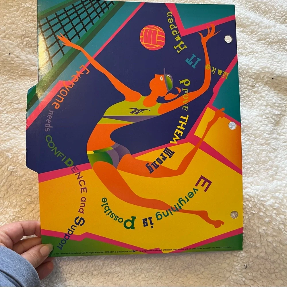 VTG Reebok & Mead 2 Pocket Folders Lot of 2 Sports Colorful 90s School Office